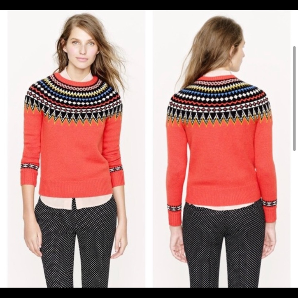 J.Crew Fair Isle Ski Sweater | XS | Red & Multi